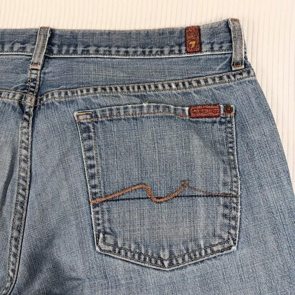7 For All Mankind Jeans Mens 36x31 Blue Medium Wash Relaxed Straight Denim Pants